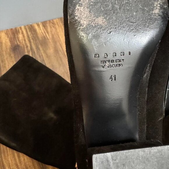 Marni Black Suede and Leather Knee high boots  heel size 41/US 11 - Picture 6 of 7